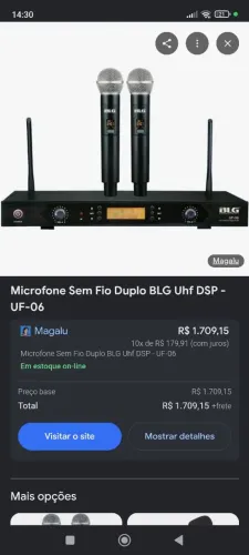 Microfone Sem Fio Duplo BLG Uhf DSP - UF-06<br>Kelly Yomara
