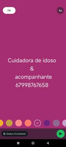 Consultar disponibilidade,cuidadora de idoso & acompanhante.