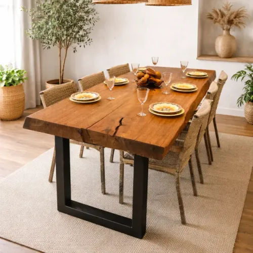 Mesa Prancha Única 8 Lugares Madeira Maciça Sem Emenda para Sala de Jantar ou Gourmet