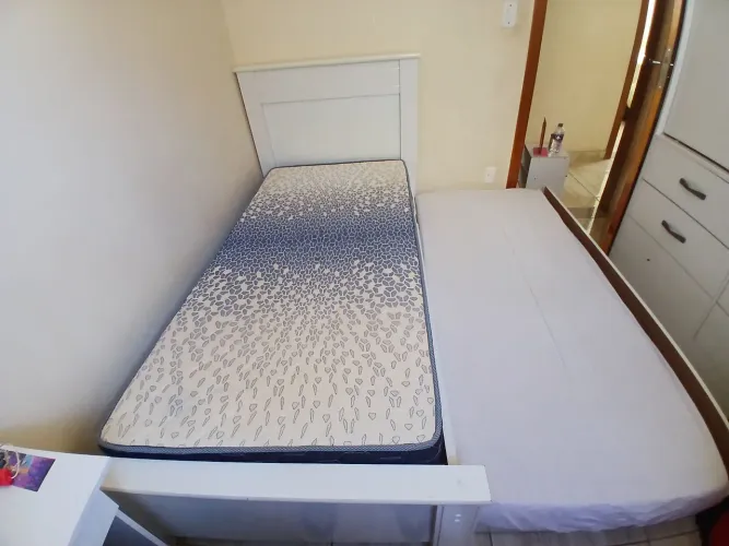 Cama de Solteiro Branca com Bicama e Gavetas (Apenas Estrutura)