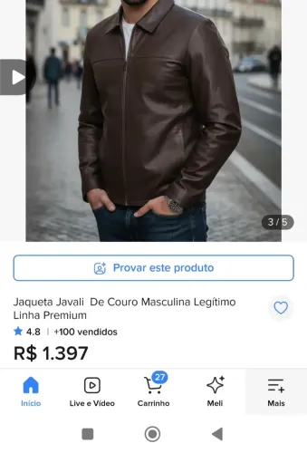 Jaqueta masculina couro javali