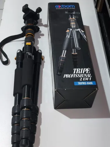 Tripé Profissional X600 para Câmeras e Celulares com Monopé Hidráulico 2 em 1
