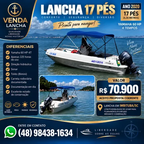 LANCHA 17 PÉS 2020 + YAMAHA 60 HP 4T | 225 HORAS