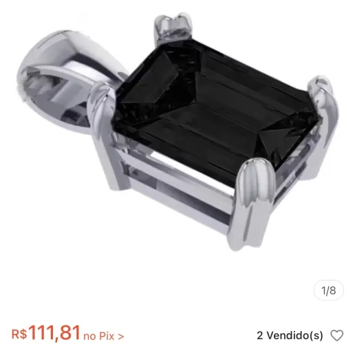 Pingente Prata 925 Retangular Black Onix Unissex - Exclusivo