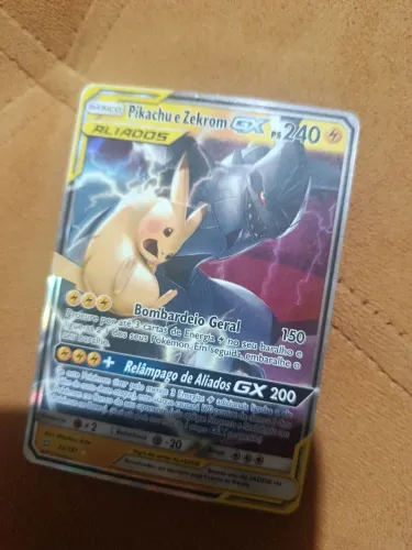 Pikachu e zekrom gx aliados pokémon tcg perfeito estado