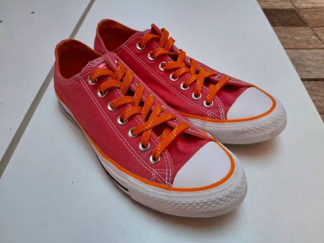 All Star Converse Original Pink com Cadarço Laranja tam 40 Pouco Usado