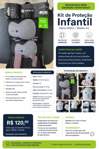 Kit de Proteção Infantil OXELO (Original Decathlon)