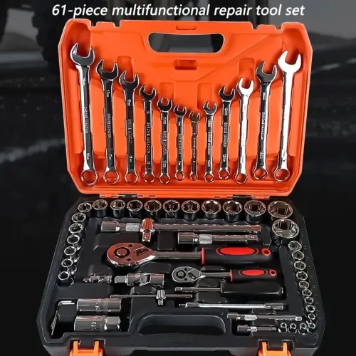 Kit de Ferramentas 61 Peças profissional jogo chave combinada soquetes e catraca grande