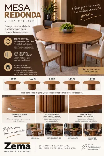 Mesa redonda Linha Premium 