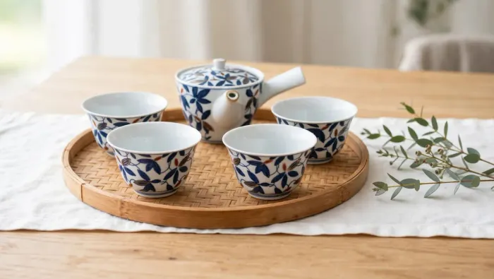 Jogo de Chá Japonês Legítimo - Porcelana ACEITO PROPOSTA de Arita Assinada (5 Peças)
