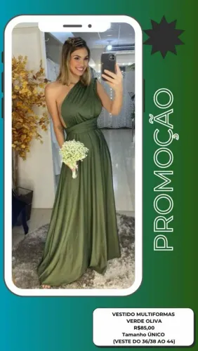 Vestido multi formas verde oliva novo