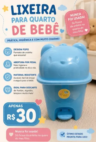 Lixeiro para quarto de bebê