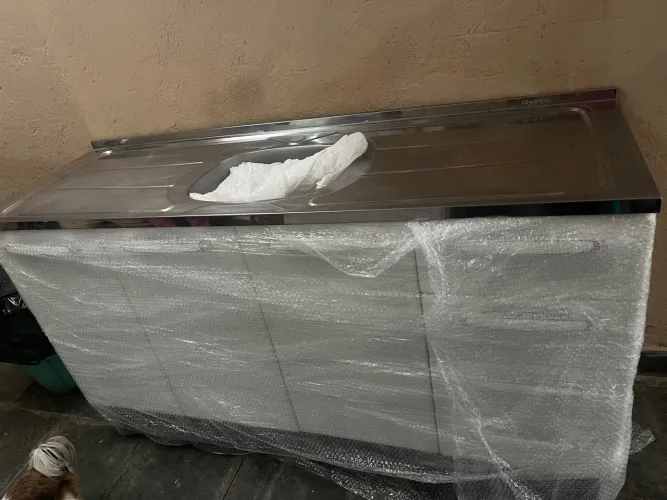 Balcão para pia aço inox completo