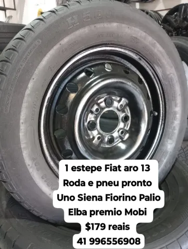 Roda Fiat aro 13 com pneu. Estepe pronto uno Siena Fiorino Palio Elba Mobi 