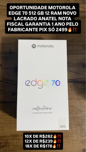 Motorola edge 70 512 gb 12 ram novo lacrado garantia e nota fiscal