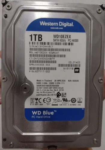 HD 1TB com velocidade de 7000 rotações
