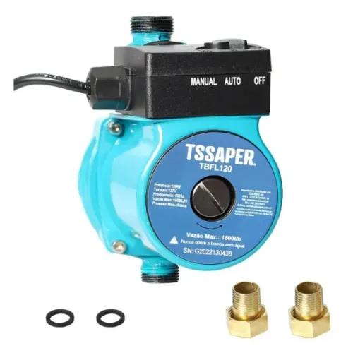 Bomba De Água Pressurizadora 120w 1600lh água quente e fria Tssaper TBFL120 NOVO