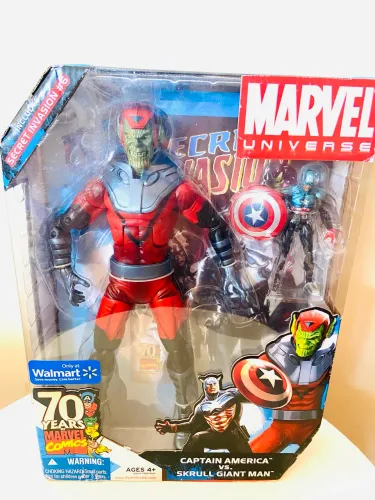 Boneco Exclusivo Walmart Marvel Universe SKULL GIANT MAN VS Capitão América 30cm