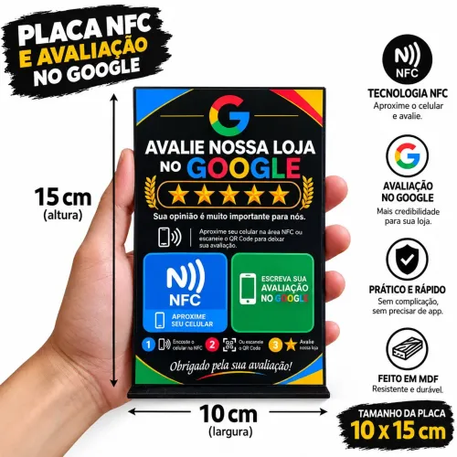 Placa de avaliação do Google QR code NFC 
