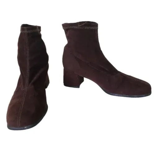 Bota Antonella Original Salto Cano Médio Camurça Tamanho 37 Marrom