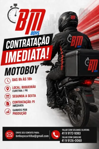 CONTRATAÇÃO IMEDIATA MOTOBOY