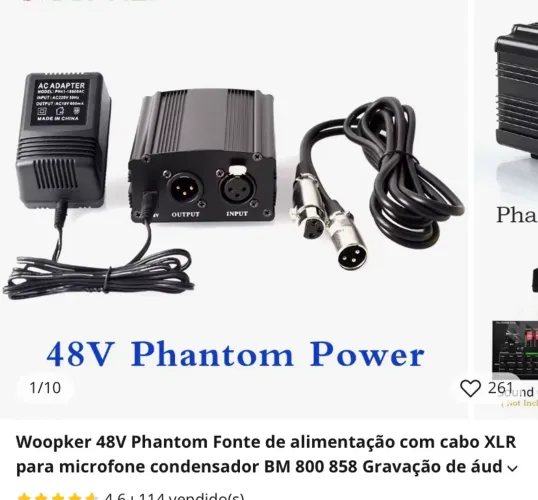 Phantom Power 48v para microfone comdessador
