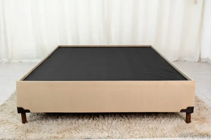Base Box Casal Zeus Sued Bege 138X188 
