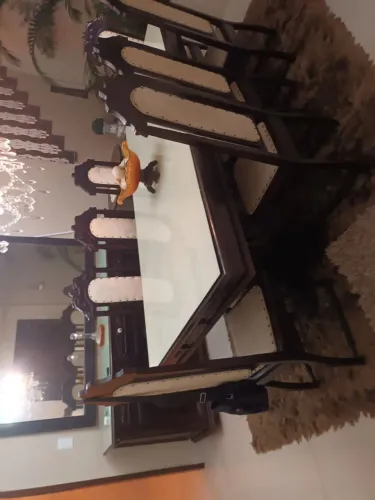 Conjunto de sala vintage mesa, balcão e espelho.