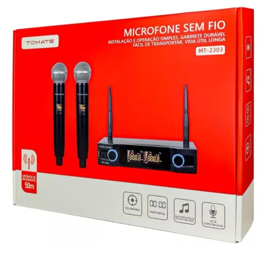 Microfone Sem Fio Duplo Multi-frequência Uhf Cardioide