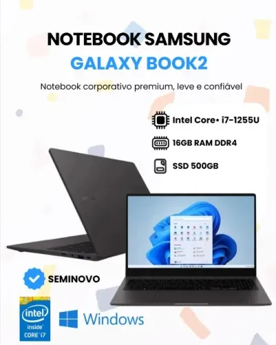 Notebook Samsung Galaxy Book2 i7 1255U 16GB 512GB