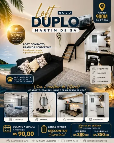 Loft novo na praia Martim de Sá 