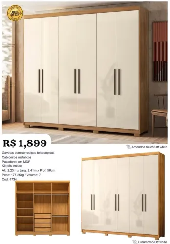 Guarda Roupa Casal MDF 2,41m - PROMOÇÃO
