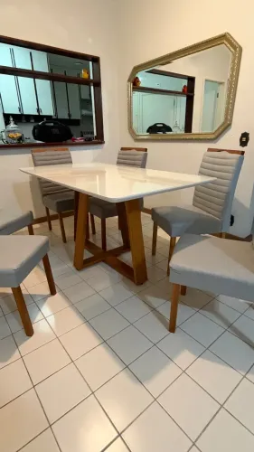 Mesa de jantar moderna dom 6 cadeiras