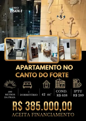 Oportunidade no Canto do Forte! 1 Dorm com Lazer Privativo e Mobiliado