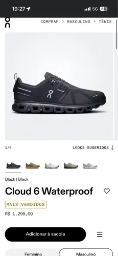 Tênis On cloud 6 waterproof - N 40