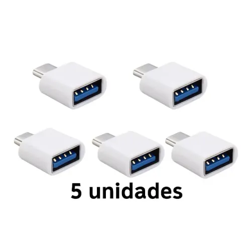 Kit 5 Adaptador Conector Tipo-C Macho para USB 3.0 Fêmea