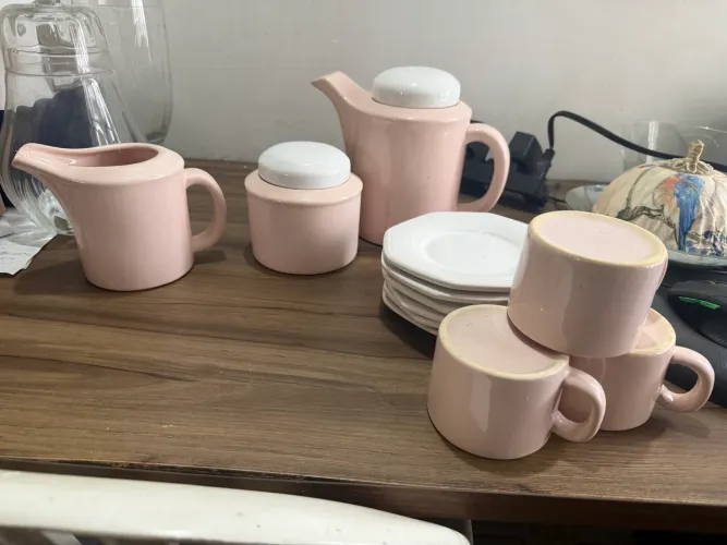 Kit jogo louça antiquario rosa
