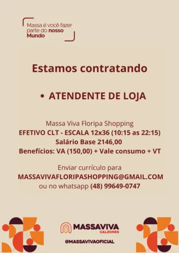 ATENDENTE - MASSA VIVA FLORIPA SHOPPING