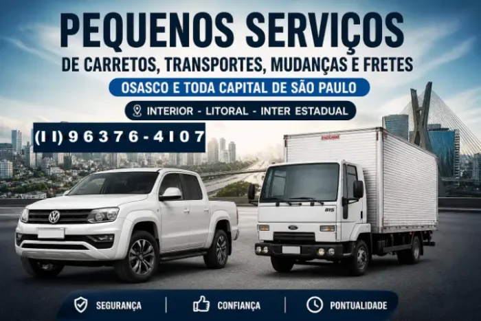 Pequenos serviços de fretes, carretos, mudanças e Transportes em Osasco e SP
