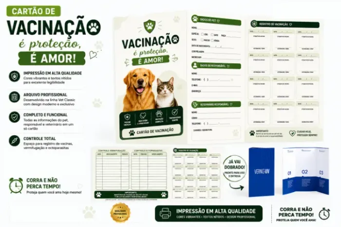 20 Caderneta De Vacinação - Linha Vet Classic - Verde