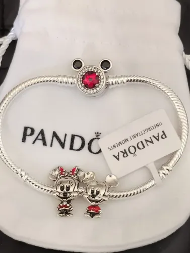 Pulseira Disney Mickey e Minnie em Prata 925