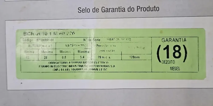 BOMBA CENTRÍFUGA SCHNEIDER 1CV