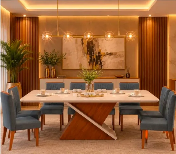 ? Conjunto Mesa de jantar Zafira c/ 6 e 8 cadeiras - NOVO!