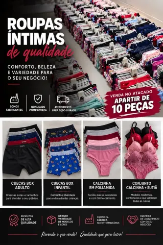 Roupas Íntimas no Atacado | Cuecas, Calcinhas e Conjuntos | A partir de 10 peças