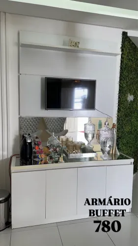 Armário Buffet com espelho e vidro
