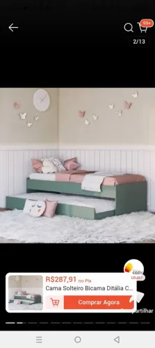 Cama de solteiro com auxiliar 