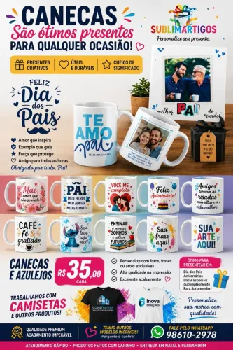 Canecas e Azulejos Personalizados a partir de R$ 35