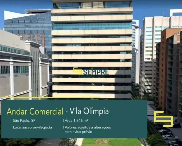 Laje corporativa para alugar na Vila Olímpia em São Paulo