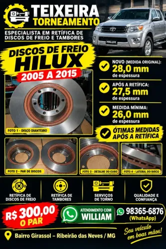 Discos freio Hilux