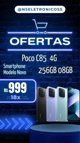 Celular Poco c85 4G NFC 256GB 08GB RAM Preto Roxo Verde 